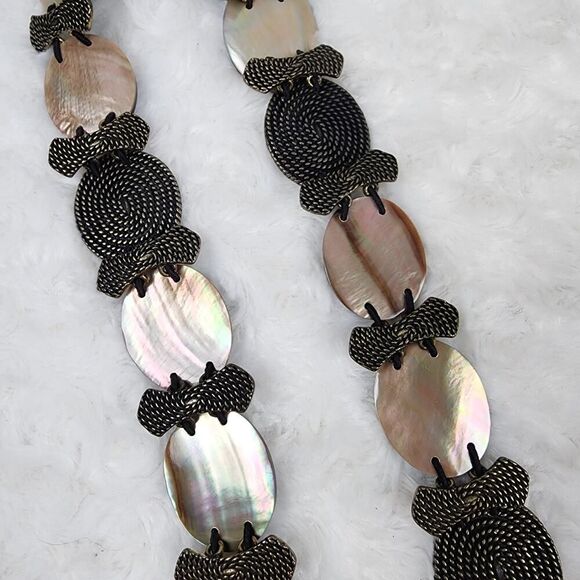Seashell and Pewter Elastic Fashion Belt - Picture 7 of 11